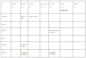 Sample Google Doc calendar