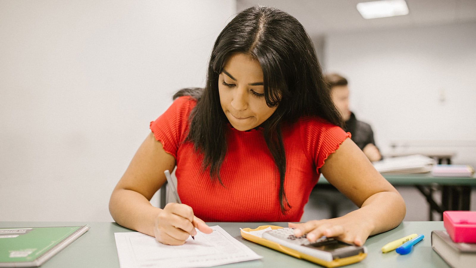 Student cheating during an exam